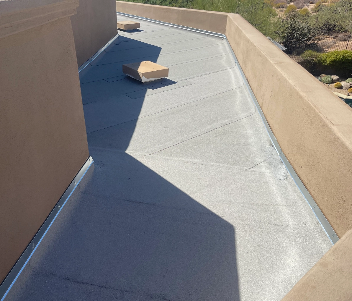 Concrete roof with desert landscape view