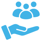 Community support symbol with hand and people
