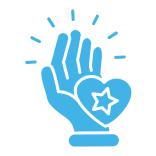 Hand with heart and star icon